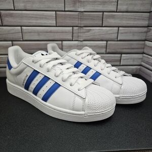 Brand New Adidas Men's Originals Superstar Shell Toe Sneakers with Blue Stripes